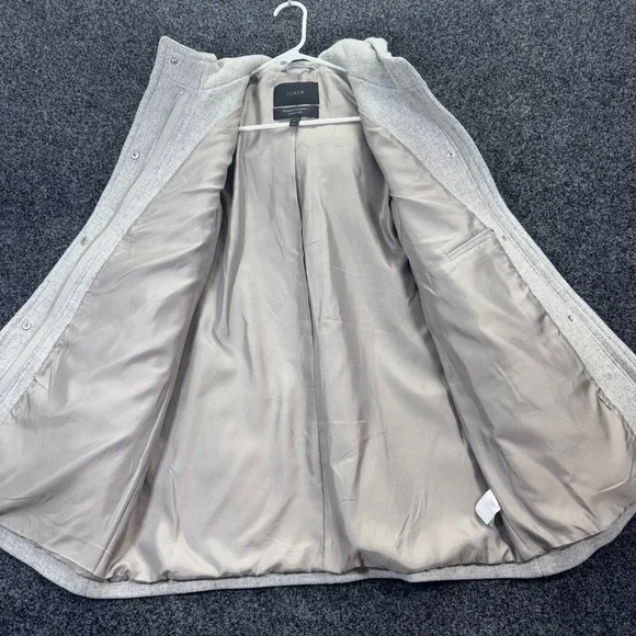 J.Crew Stadium Cloth Nello Gori Wool Blend Hooded Parka Coat Gray Womens 6 - Picture 6 of 7